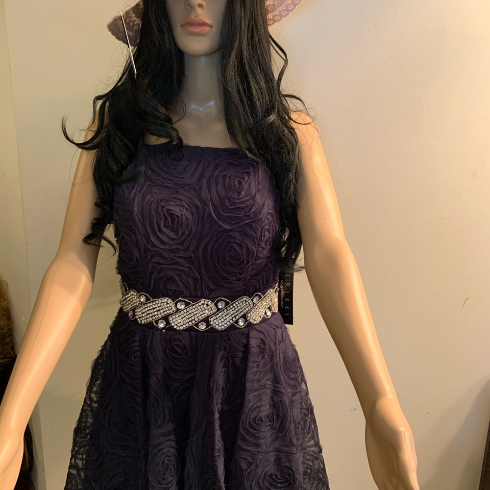 Beautiful Navy blue dress with silver waist lining new